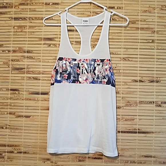 PINK Victoria's Secret Tops - VS Pink Hawaiian Flower Bling Tank *Price drop*